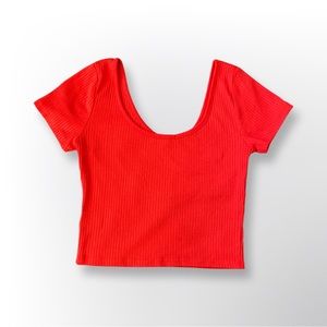 Charlotte Russe Crop Top, Red-Orange, Small